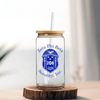 Zeta Phi Beta 16 oz Frosted or Clear Glass Cup with Bamboo Lid